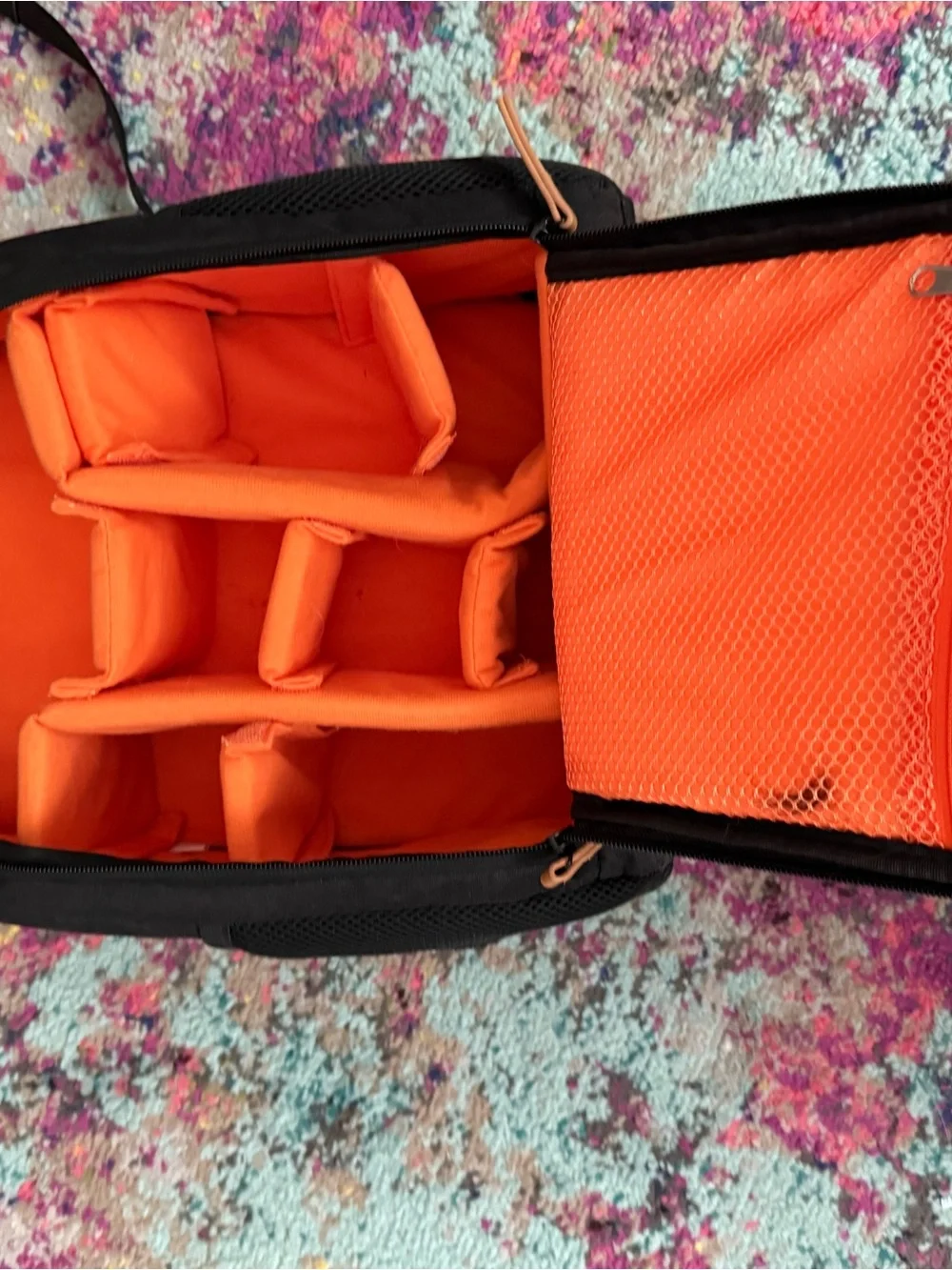 Compact Camera Insert Bag with Bright Orange Interior